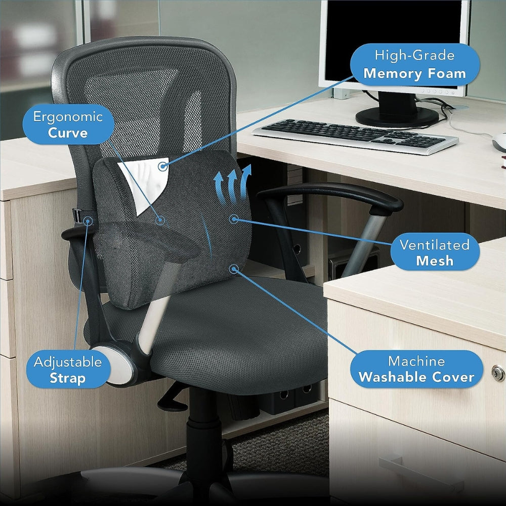 Ergonomic Memory Foam Lumbar Support Pillow for Back Pain