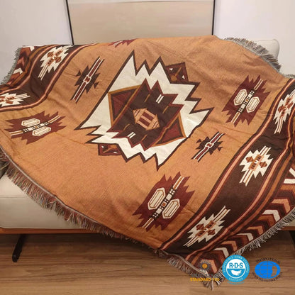 Brown Aztec Reversible Woven Throw Blanket