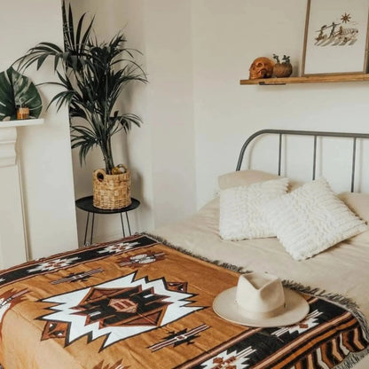 Brown Aztec Reversible Woven Throw Blanket
