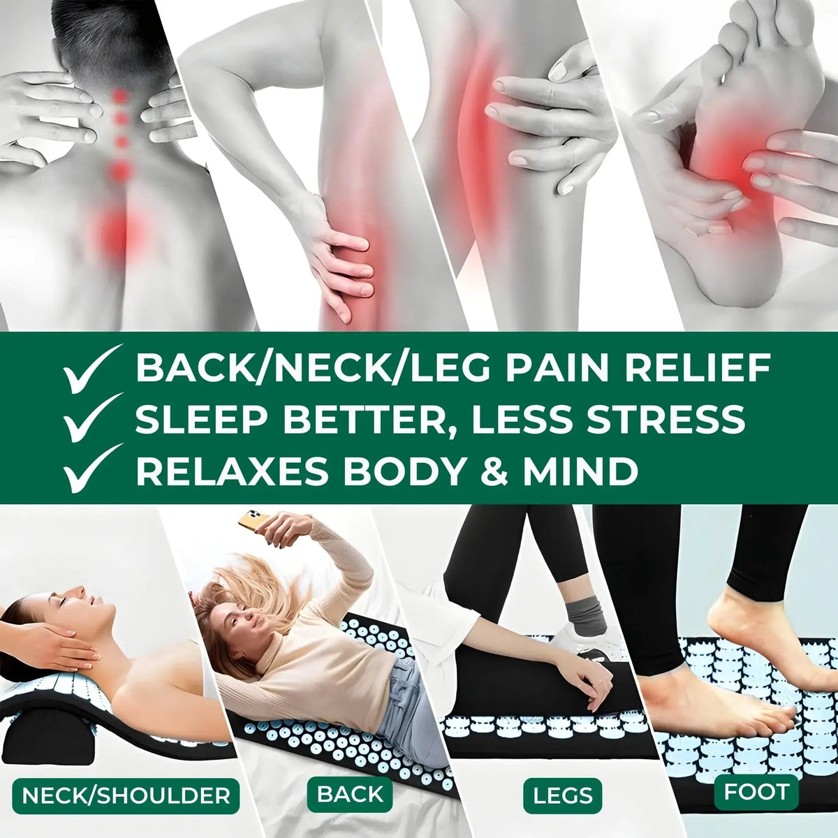 Acupressure Relaxation Mat and Pillow Set