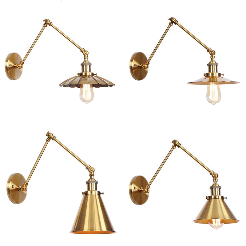 Antique Brass Wall Lamp Swing Arm Vintage Light