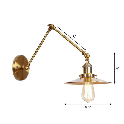 Antique Brass Wall Lamp Swing Arm Vintage Light
