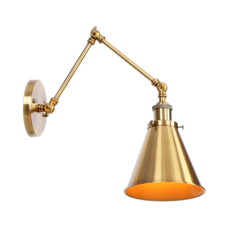 Antique Brass Wall Lamp Swing Arm Vintage Light