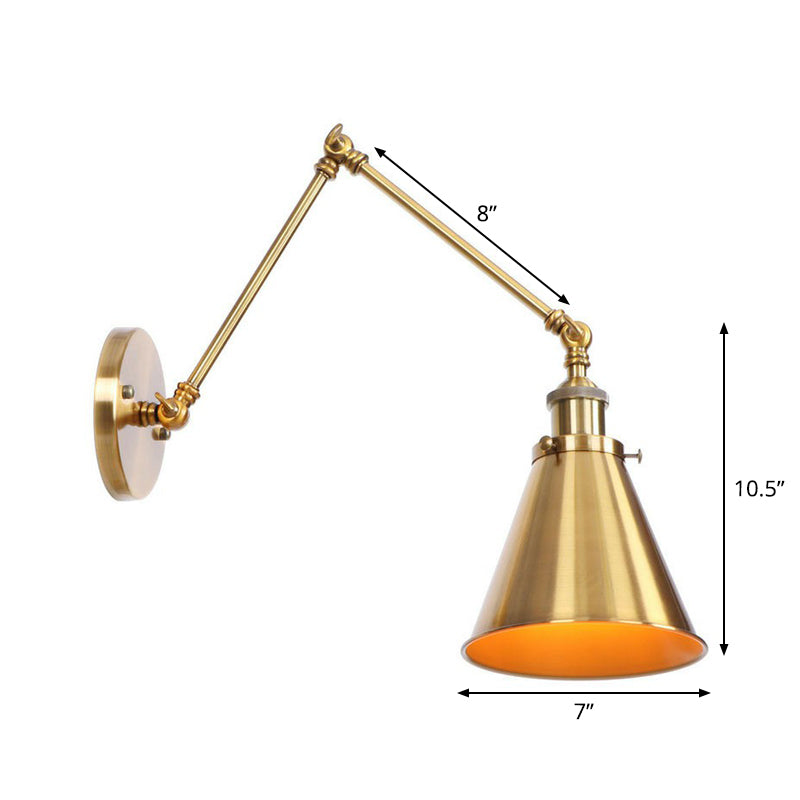 Antique Brass Wall Lamp Swing Arm Vintage Light