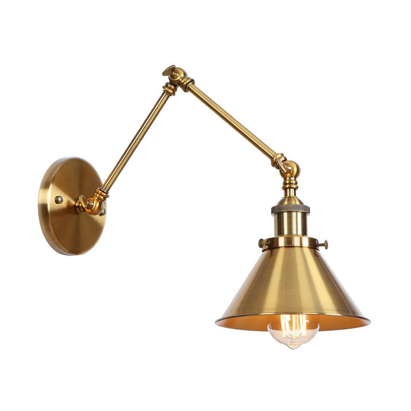 Antique Brass Wall Lamp Swing Arm Vintage Light
