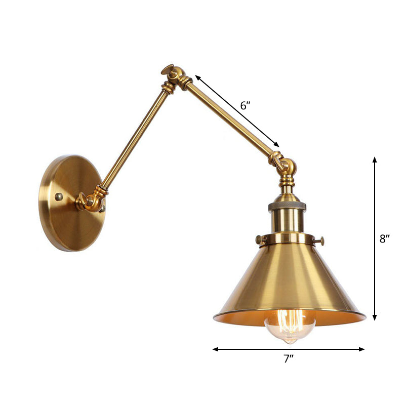 Antique Brass Wall Lamp Swing Arm Vintage Light