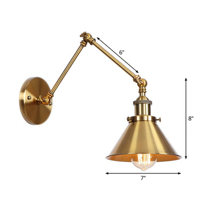Antique Brass Wall Lamp Swing Arm Vintage Light