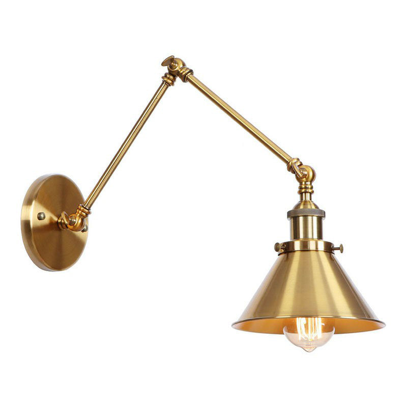 Antique Brass Wall Lamp Swing Arm Vintage Light