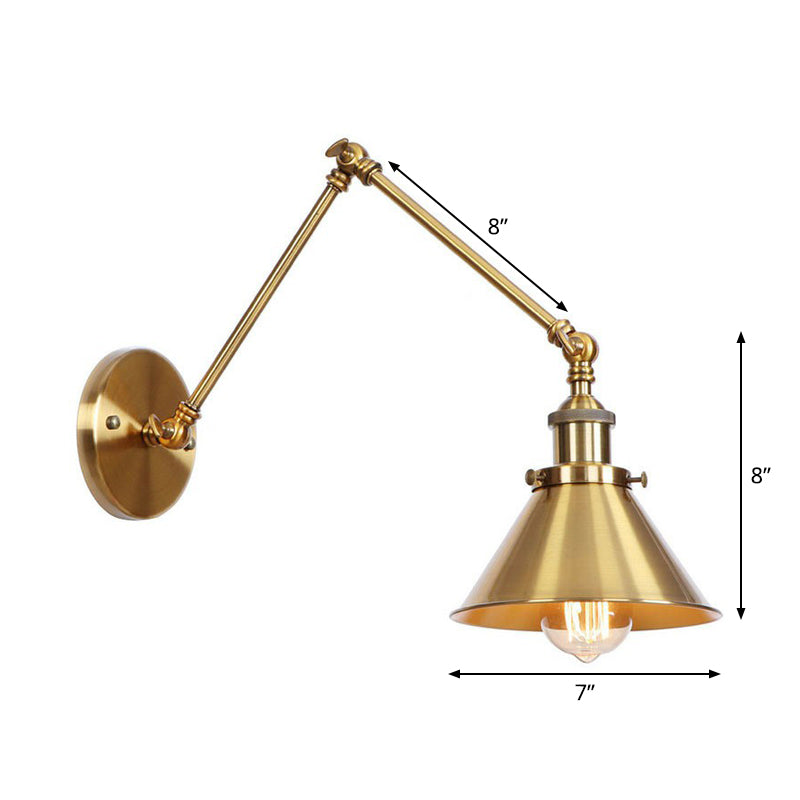 Antique Brass Wall Lamp Swing Arm Vintage Light