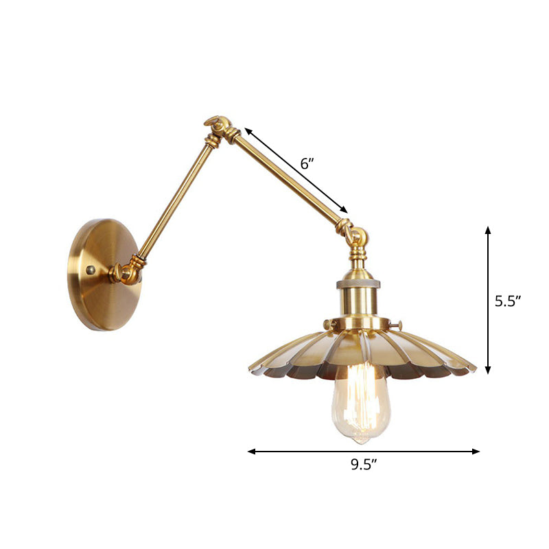 Antique Brass Wall Lamp Swing Arm Vintage Light