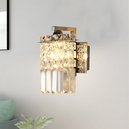 Crystal Wall Sconce Chrome Rectangular Light