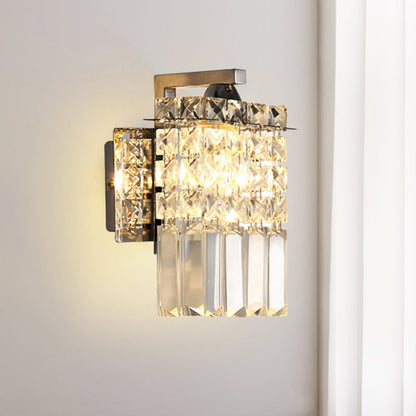 Crystal Wall Sconce Chrome Rectangular Light