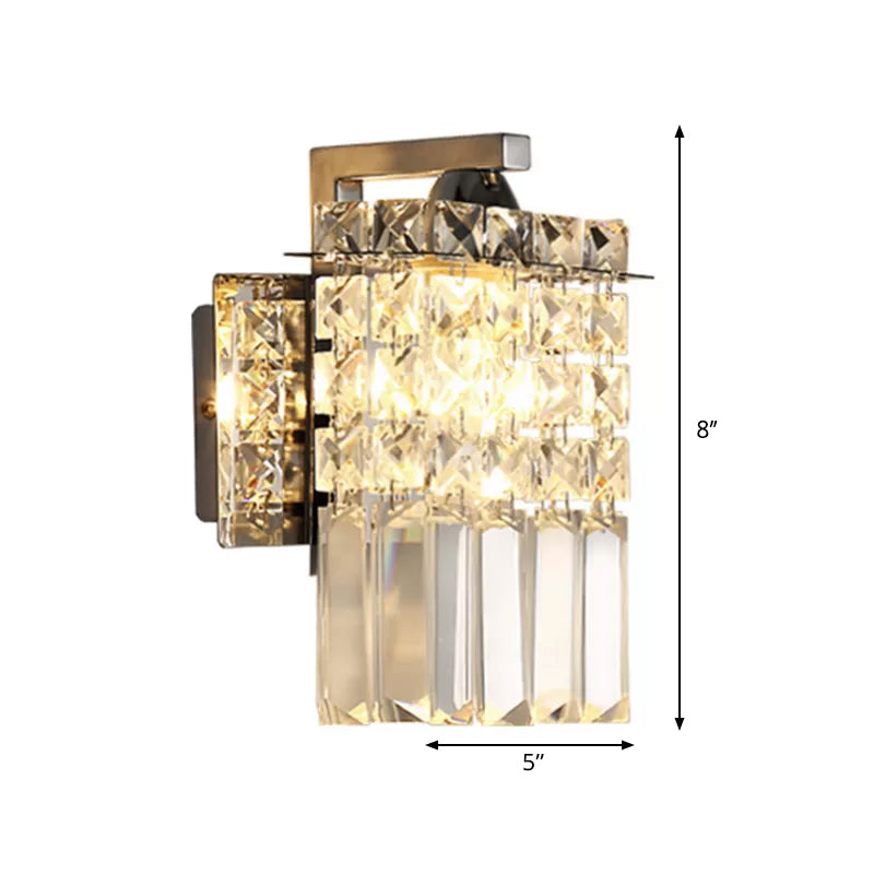 Crystal Wall Sconce Chrome Rectangular Light