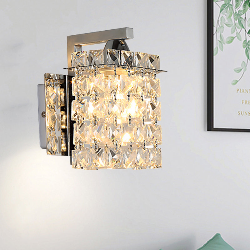 Crystal Wall Sconce Chrome Rectangular Light