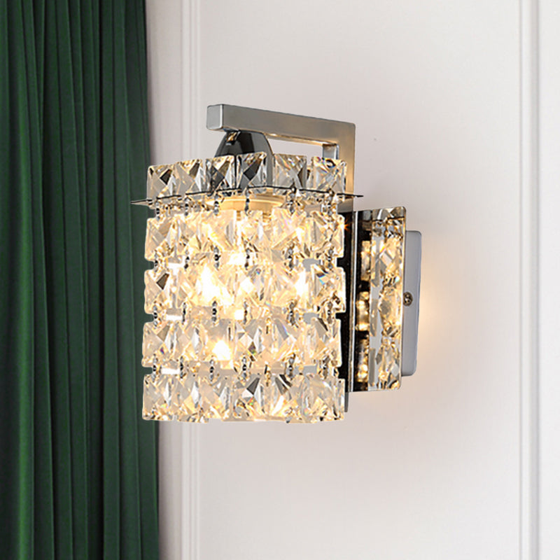 Crystal Wall Sconce Chrome Rectangular Light