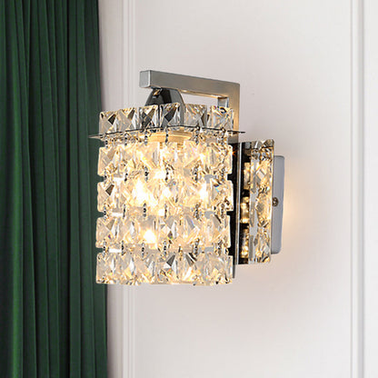 Crystal Wall Sconce Chrome Rectangular Light
