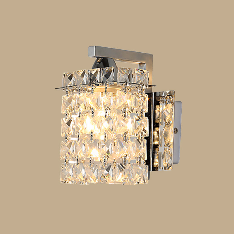 Crystal Wall Sconce Chrome Rectangular Light