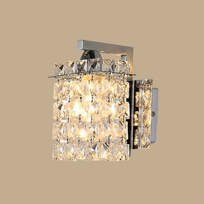 Crystal Wall Sconce Chrome Rectangular Light