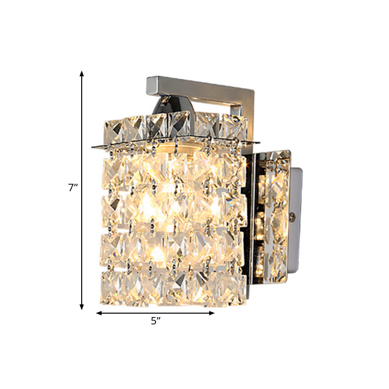 Crystal Wall Sconce Chrome Rectangular Light