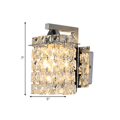 Crystal Wall Sconce Chrome Rectangular Light