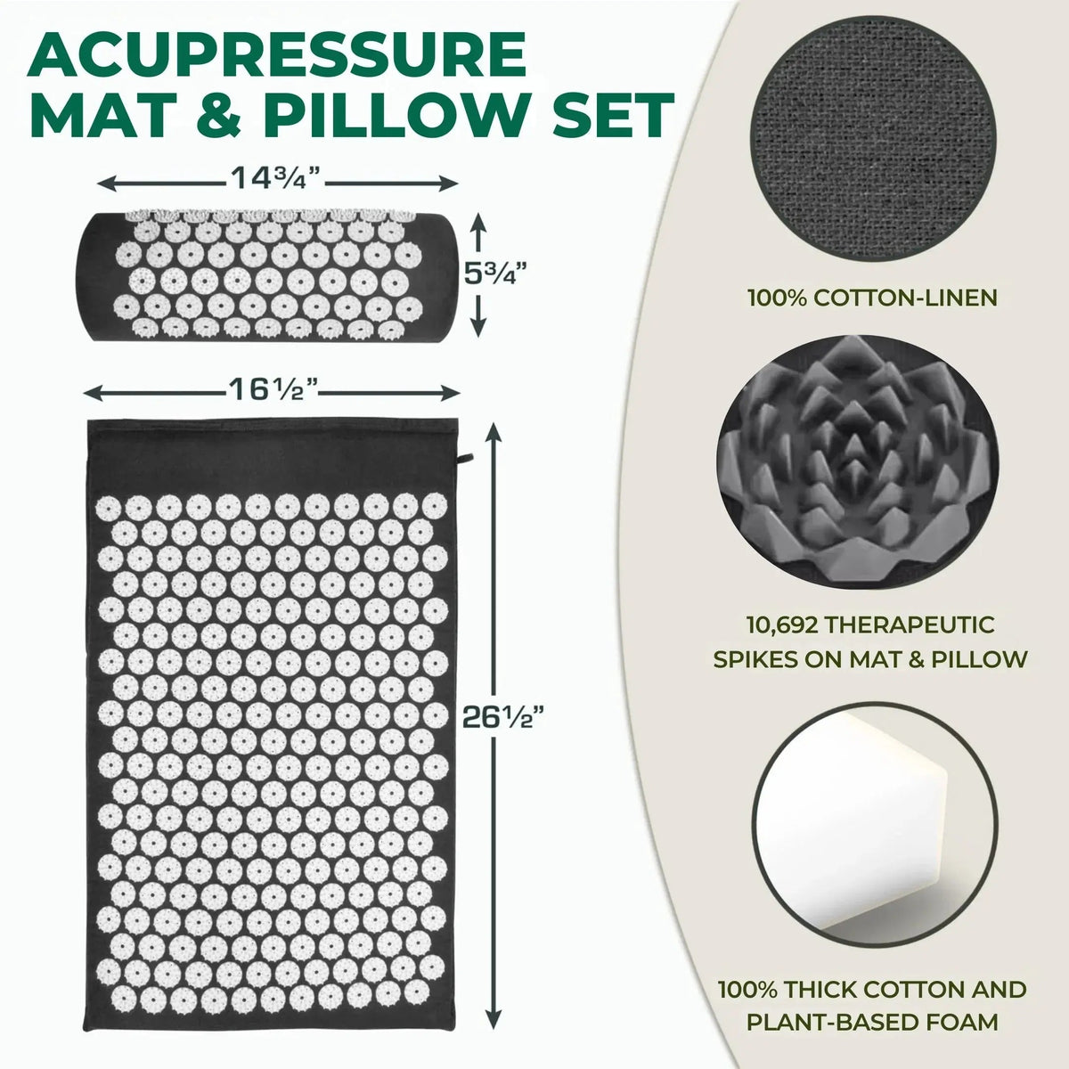 Acupressure Relaxation Mat and Pillow Set