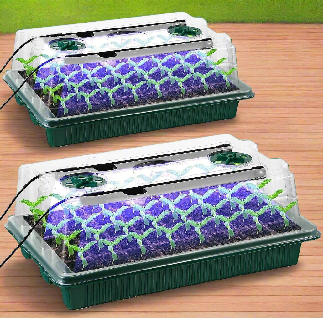 Seed Starter Trays with LED Grow Lights – 80 Cell Kit