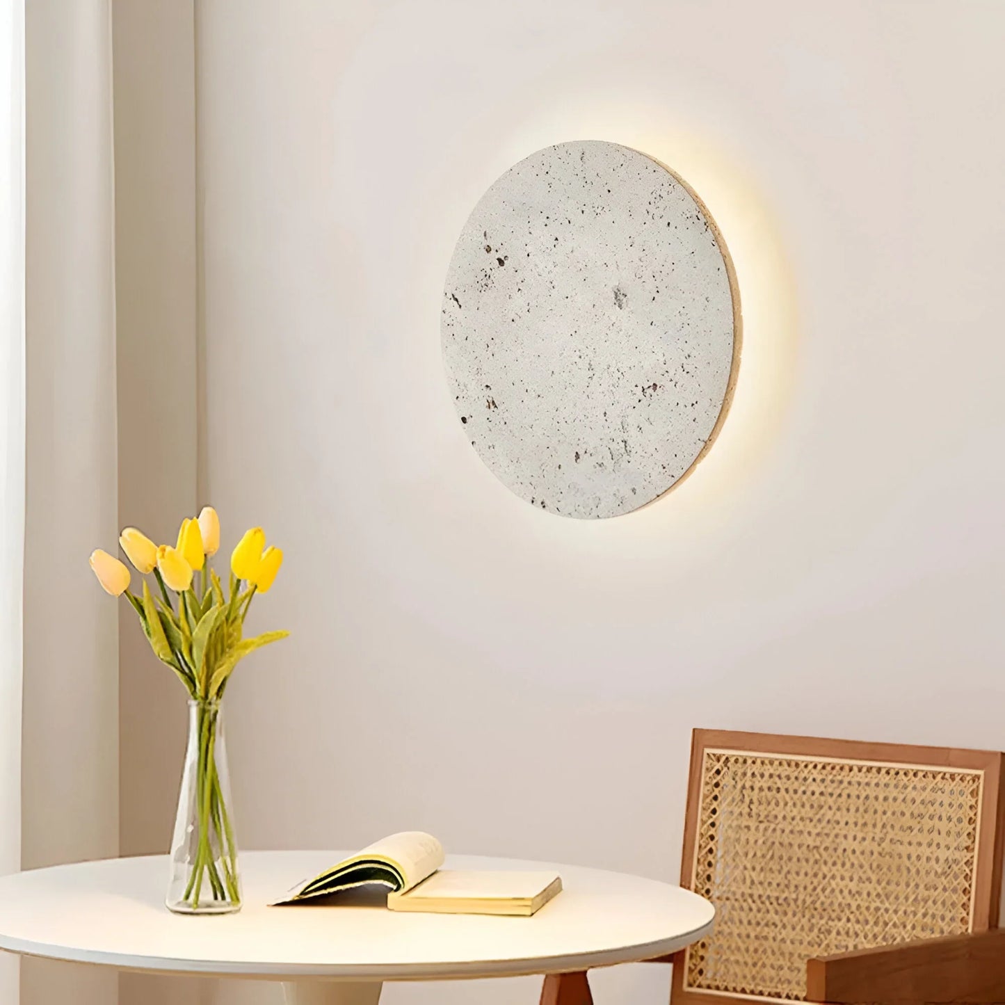 Round Stone LED Wall Light Indoor Outdoor Lamp