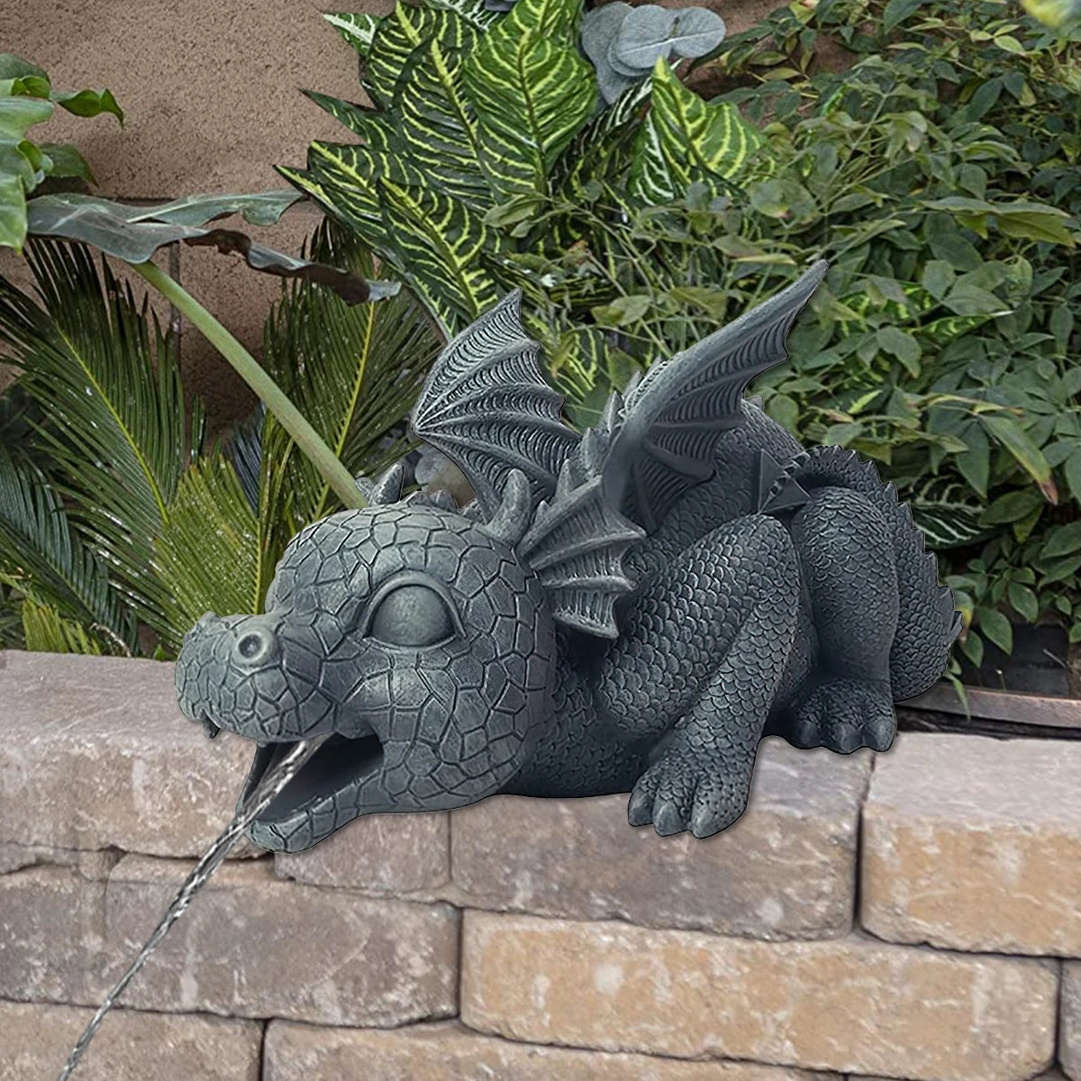 Dragon Water Fountain Statue – Resin Garden Spouting Decor