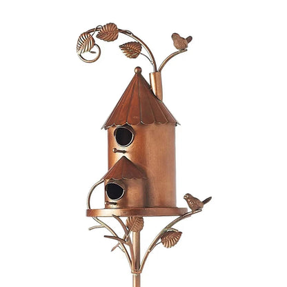Metal Birdhouse Garden Decor – Aviary Sculpture Ornament