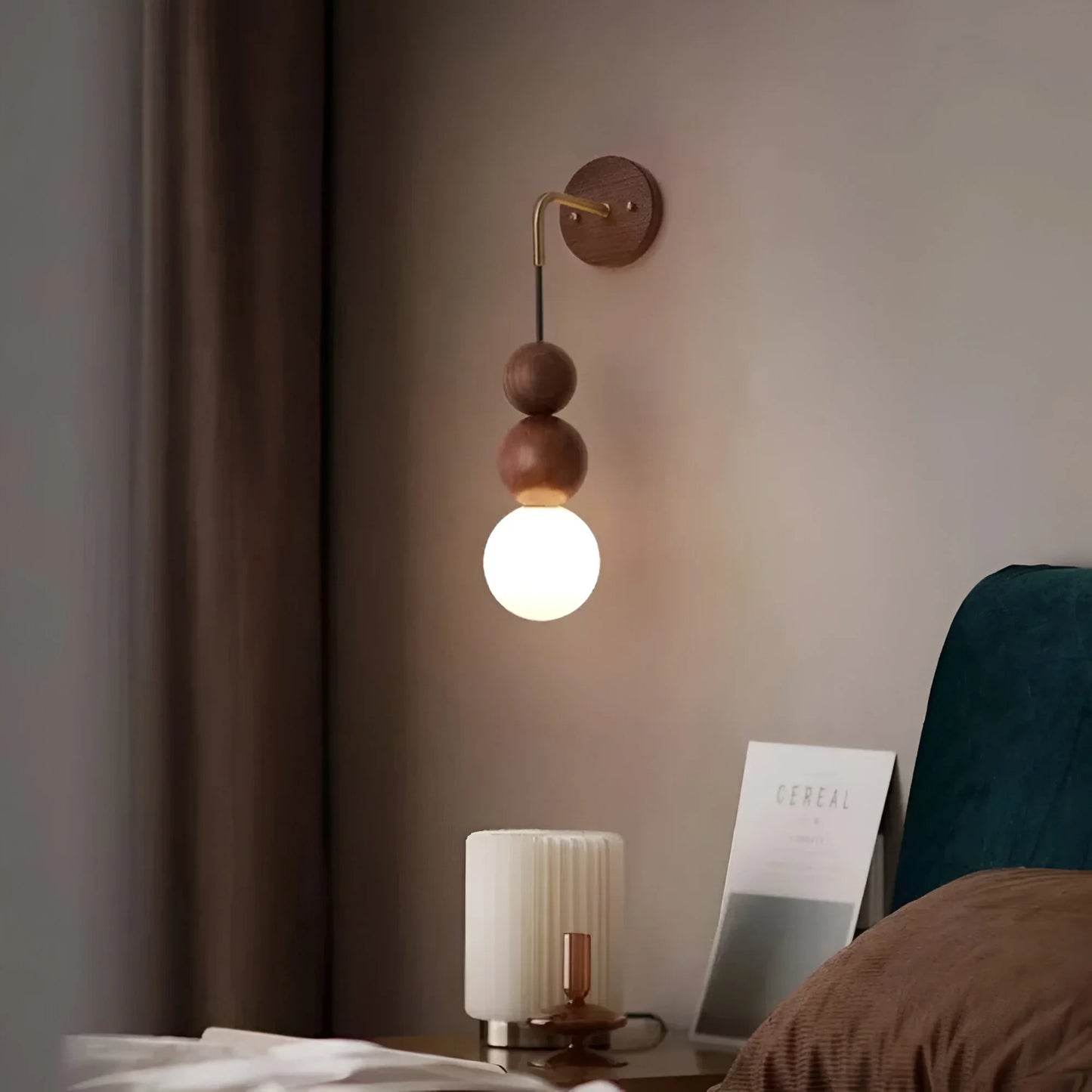 Walnut Brass Wall Light Modern Accent Lamp