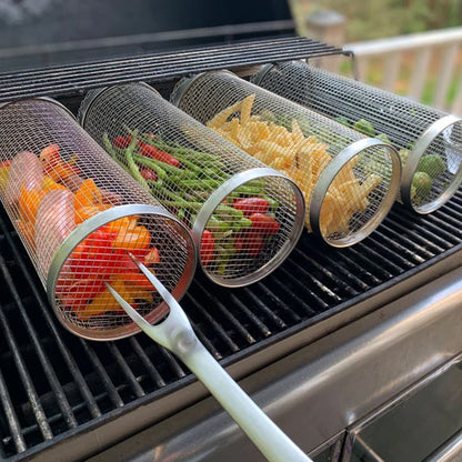 Rotating BBQ Grill Basket – 304 Stainless Steel Vegetable Roaster – image 3