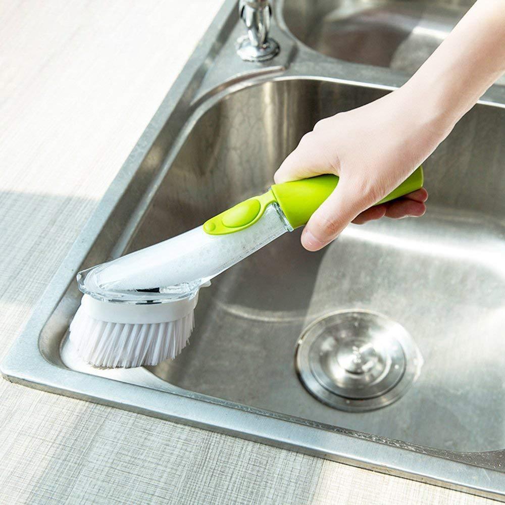 Long-Handle Dishwashing Brush – Refillable Soap Dispenser with Sponge Heads – image 7