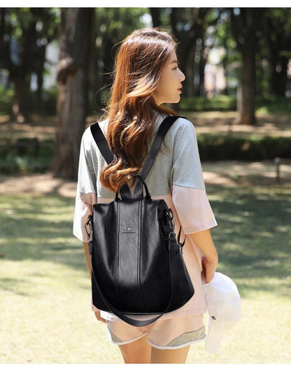 Vintage Leather Backpack for Women – Anti-Theft Design