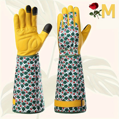 Women's Gardening Gloves – Thorn-Proof Cowhide Gauntlet