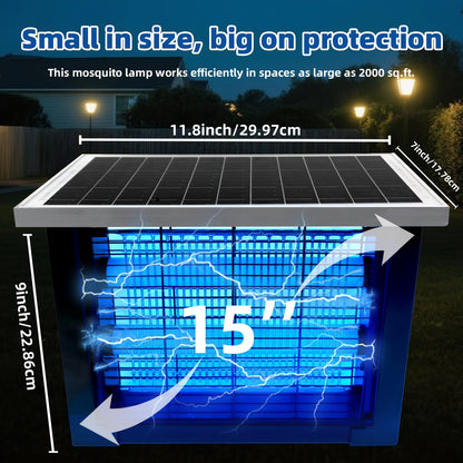 Solar Bug Zapper – Cordless Outdoor Mosquito & Fly Killer, Covers 2,000 Sq.Ft.