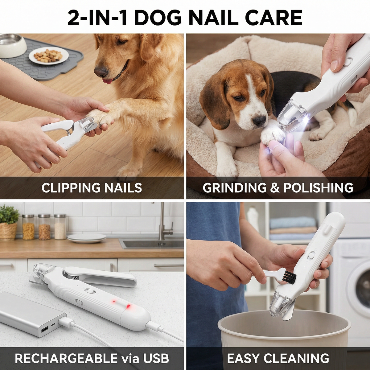 2-in-1 Rechargeable Dog Nail Clipper and Grinder – image 4