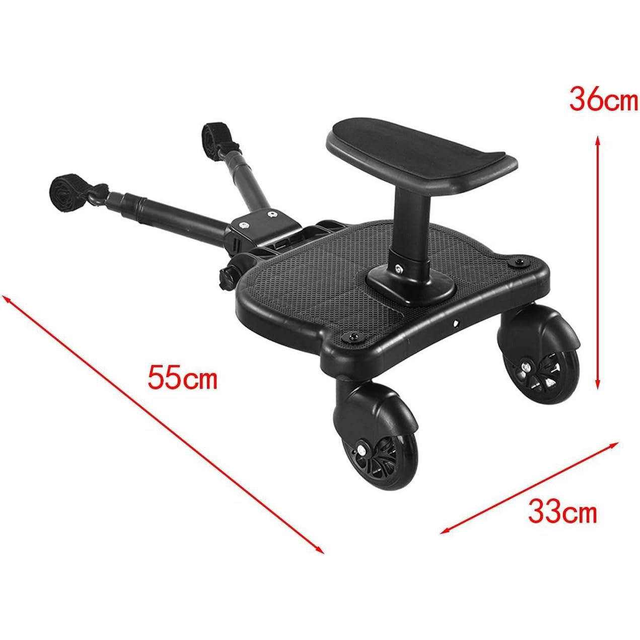 2-Wheel Buggy Board with Seat – 360° Swivel Pushchair Attachment