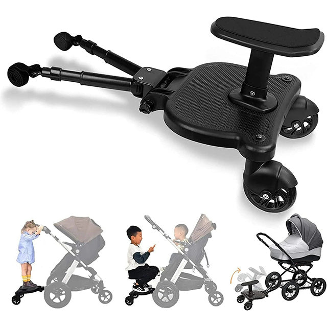 2-Wheel Buggy Board with Seat – 360° Swivel Pushchair Attachment