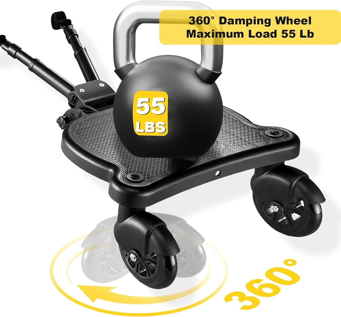2-Wheel Buggy Board with Seat – 360° Swivel Pushchair Attachment