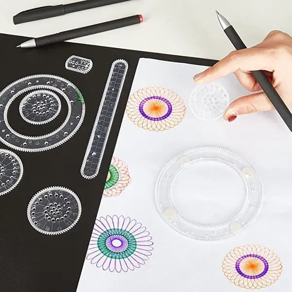 22-Piece Spirograph Set for Geometric Patterns and Creative Drawing