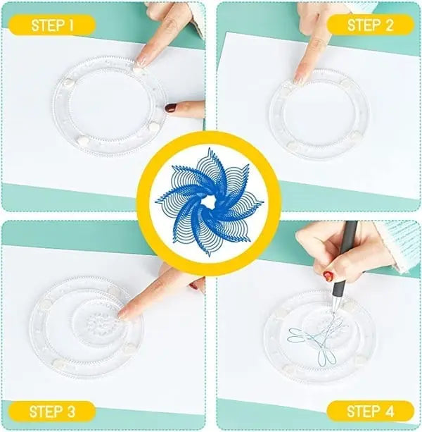 22-Piece Spirograph Set for Geometric Patterns and Creative Drawing