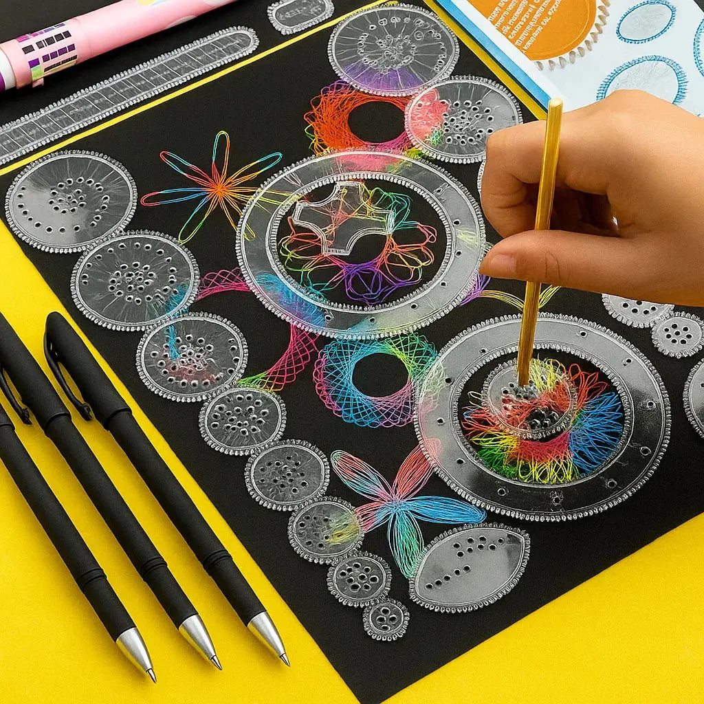 22-Piece Spirograph Set for Geometric Patterns and Creative Drawing