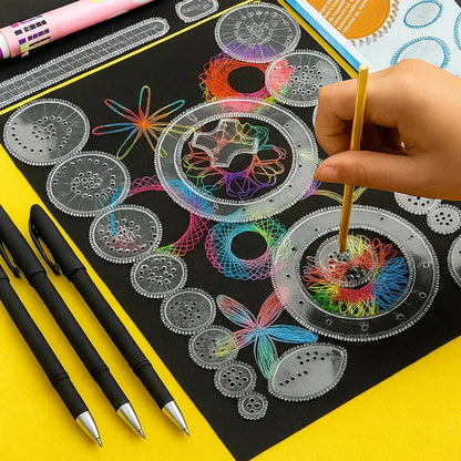22-Piece Spirograph Set for Geometric Patterns and Creative Drawing