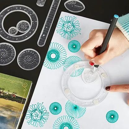 22-Piece Spirograph Set for Geometric Patterns and Creative Drawing