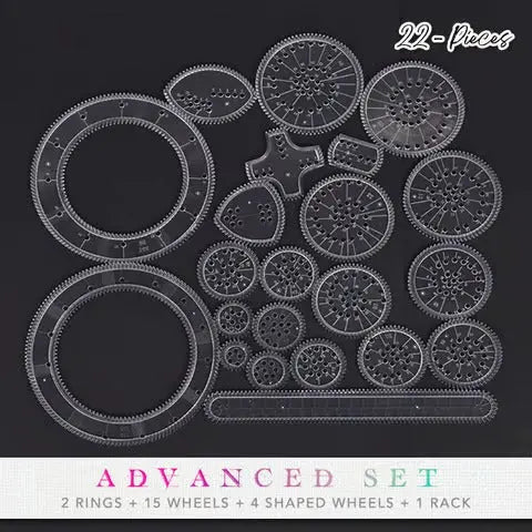 22-Piece Spirograph Set for Geometric Patterns and Creative Drawing