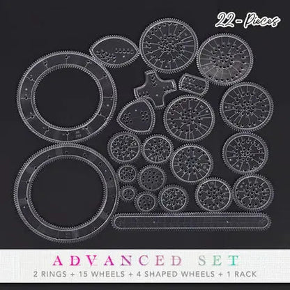 22-Piece Spirograph Set for Geometric Patterns and Creative Drawing