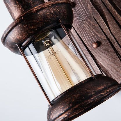Industrial Lantern Wall Light Iron Glass Fixture