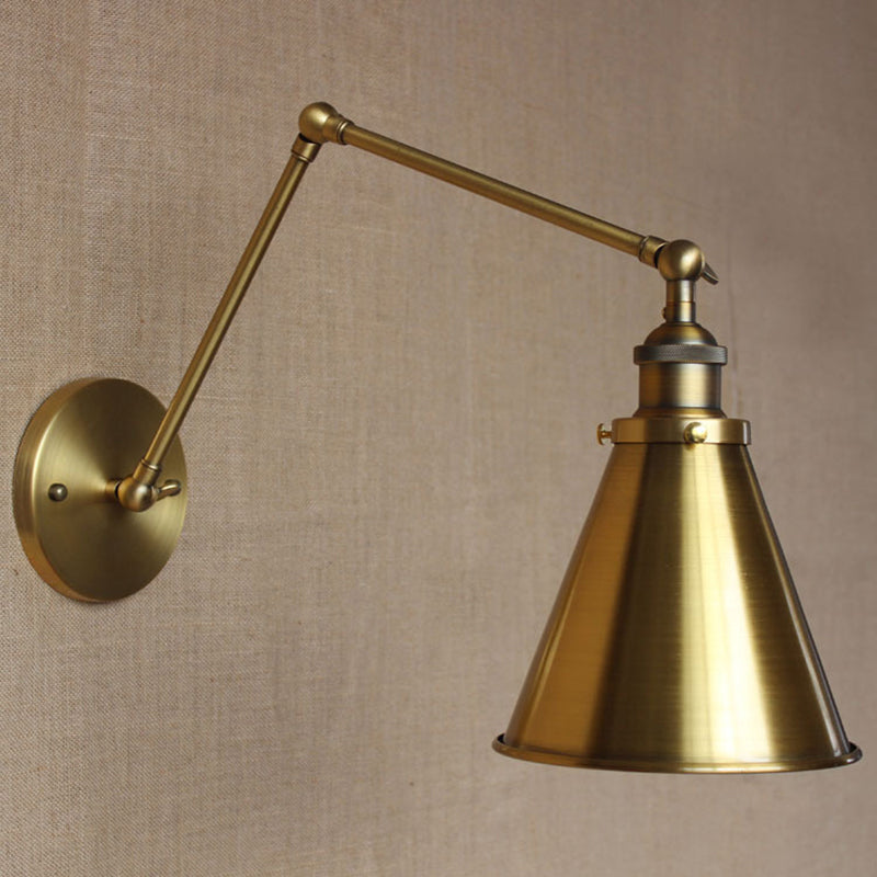 Antique Cone Wall Lamp Iron Bedroom Light