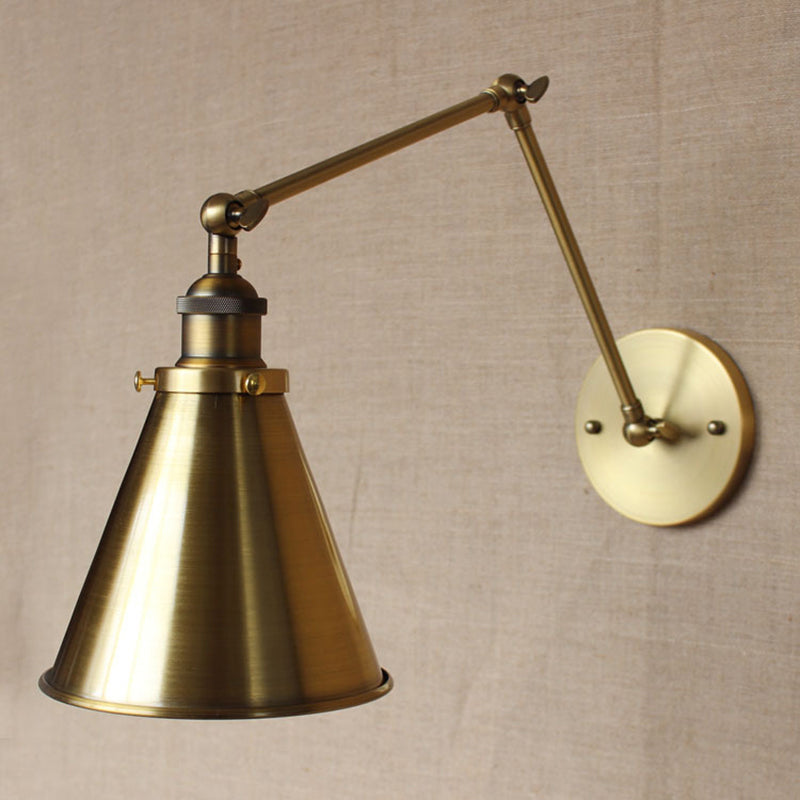 Antique Cone Wall Lamp Iron Bedroom Light