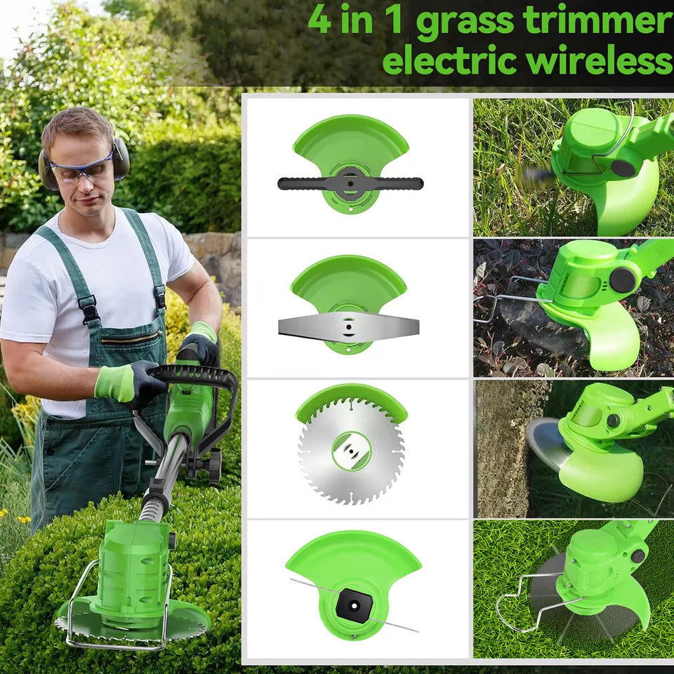 24V Cordless Grass Trimmer – Adjustable Head & Blade Set